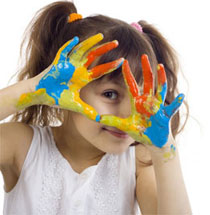 Girl with paint on hands